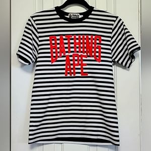 BAPE / A Bathing Ape Striped Logo (Brand) Tee